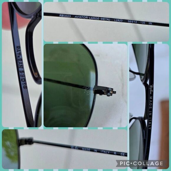 Ray-ban Aviators Black Metal Frame & Dark Green G-15 Lens Sunglasses - Picture 8 of 8